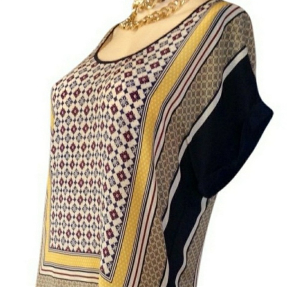 Lucky Brand Live in Love Boho 100% Silk Blouse